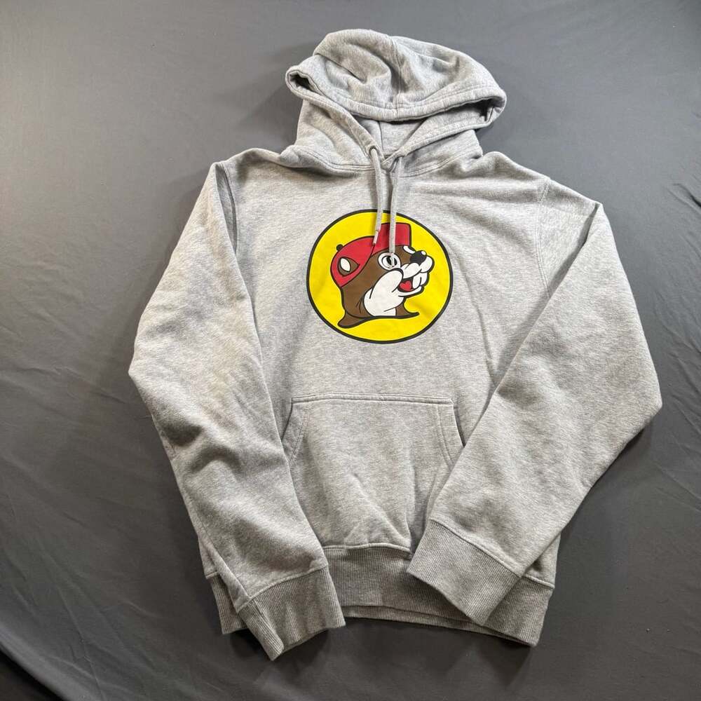 Buc-ee's Gray Logo Hoodie Sweatshirt Size Small Pullover